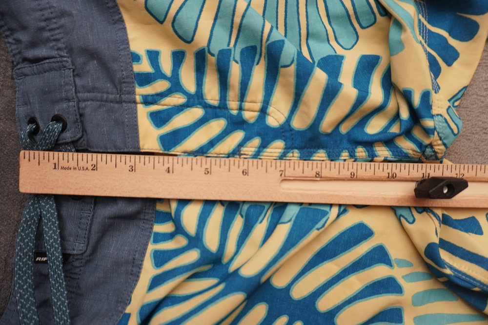 Rip Curl Mirage Board Shorts Mens 33 Blue Yellow Tropical Leaf Swim Trunks Zip - Picture 10 of 13